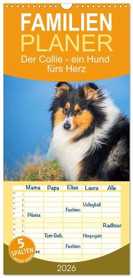 Cover Familienplaner 2026 - Der Collie - ein Hund fürs Herz mit 5 Spalten (Wandkalender, 21 x 45 cm) CALVENDO