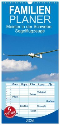 Cover Familienplaner 2026 - Meister in der Schwebe: Segelflugzeuge mit 5 Spalten (Wandkalender, 21 x 45 cm) CALVENDO
