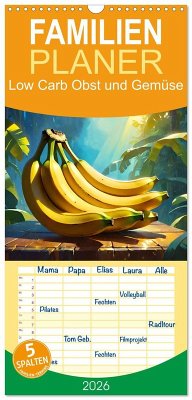 Cover Familienplaner 2026 - Low Carb Obst und Gemüse mit 5 Spalten (Wandkalender, 21 x 45 cm) CALVENDO