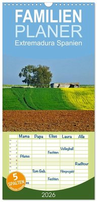 Cover Familienplaner 2026 - Extremadura Spanien mit 5 Spalten (Wandkalender, 21 x 45 cm) CALVENDO
