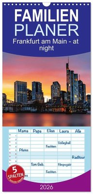 Cover Familienplaner 2026 - Frankfurt am Main - at night mit 5 Spalten (Wandkalender, 21 x 45 cm) CALVENDO