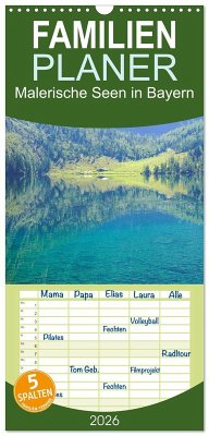 Cover Familienplaner 2026 - Malerische Seen in Bayern mit 5 Spalten (Wandkalender, 21 x 45 cm) CALVENDO