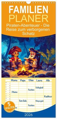 Cover Familienplaner 2026 - Piraten-Abenteuer - Die Reise zum verborgenen Schatz mit 5 Spalten (Wandkalender, 21 x 45 cm) CALVENDO