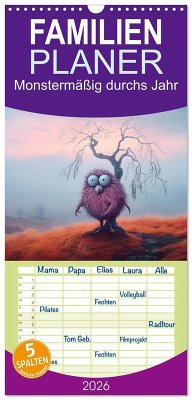 Cover Familienplaner 2026 - Monstermäßig durchs Jahr mit 5 Spalten (Wandkalender, 21 x 45 cm) CALVENDO