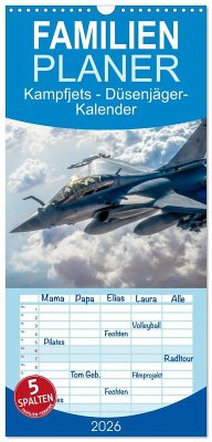 Familienplaner 2026 - Kampfjets - Düsenjäger-Kalender mit 5 Spalten (Wandkalender, 21 x 45 cm) CALVENDO