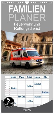 Familienplaner 2026 - Feuerwehr und Rettungsdienst mit 5 Spalten (Wandkalender, 21 x 45 cm) CALVENDO