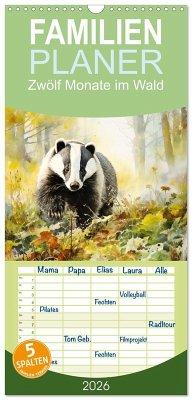 Cover Familienplaner 2026 - Zwölf Monate im Wald mit 5 Spalten (Wandkalender, 21 x 45 cm) CALVENDO