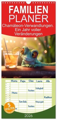 Cover Familienplaner 2026 - Chamäleon-Verwandlungen. Ein Jahr voller Veränderungen mit 5 Spalten (Wandkalender, 21 x 45 cm) CALVENDO