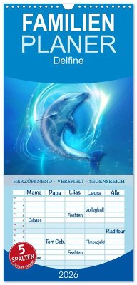 Cover Familienplaner 2026 - Delfine - Kalender mit 5 Spalten (Wandkalender, 21 x 45 cm) CALVENDO