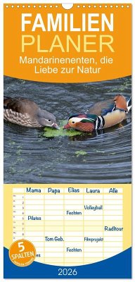 Familienplaner 2026 - Mandarinenenten, die Liebe zur Natur mit 5 Spalten (Wandkalender, 21 x 45 cm) CALVENDO
