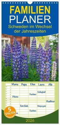 Familienplaner 2026 - Schweden im Wechsel der Jahreszeiten mit 5 Spalten (Wandkalender, 21 x 45 cm) CALVENDO