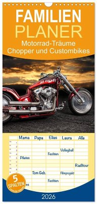Cover Familienplaner 2026 - Motorrad-Träume - Chopper und Custombikes mit 5 Spalten (Wandkalender, 21 x 45 cm) CALVENDO