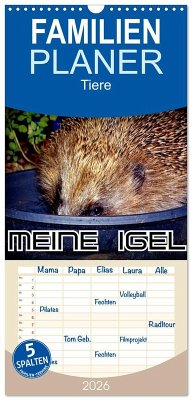 Cover Familienplaner 2026 - Meine Igel mit 5 Spalten (Wandkalender, 21 x 45 cm) CALVENDO