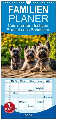 Cover Familienplaner 2026 - Cairn Terrier - lustiges Raubein aus Schottland mit 5 Spalten (Wandkalender, 21 x 45 cm) CALVENDO