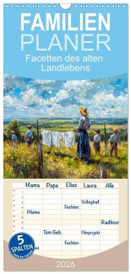 Cover Familienplaner 2026 - Facetten des alten Landlebens mit 5 Spalten (Wandkalender, 21 x 45 cm) CALVENDO