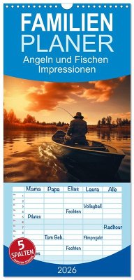 Cover Familienplaner 2026 - Angeln und Fischen Impressionen mit 5 Spalten (Wandkalender, 21 x 45 cm) CALVENDO