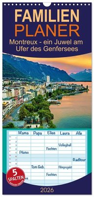 Familienplaner 2026 - Montreux - ein Juwel am Ufer des Genfersees mit 5 Spalten (Wandkalender, 21 x 45 cm) CALVENDO