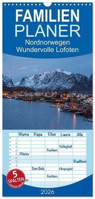 Familienplaner 2026 - Nordnorwegen - Wundervolle Lofoten mit 5 Spalten (Wandkalender, 21 x 45 cm) CALVENDO