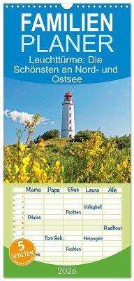 Familienplaner 2026 - Leuchttürme: Die Schönsten an Nord- und Ostsee mit 5 Spalten (Wandkalender, 21 x 45 cm) CALVENDO