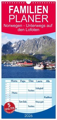 Cover Familienplaner 2026 - Norwegen - Unterwegs auf den Lofoten mit 5 Spalten (Wandkalender, 21 x 45 cm) CALVENDO
