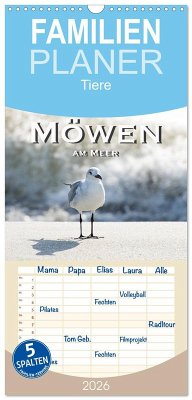 Familienplaner 2026 - Möwen am Meer mit 5 Spalten (Wandkalender, 21 x 45 cm) CALVENDO