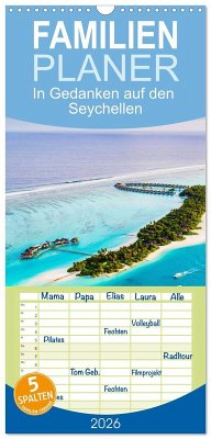 Cover Familienplaner 2026 - In Gedanken auf den Seychellen mit 5 Spalten (Wandkalender, 21 x 45 cm) CALVENDO