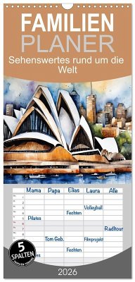 Cover Familienplaner 2026 - Sehenswertes rund um die Welt mit 5 Spalten (Wandkalender, 21 x 45 cm) CALVENDO