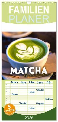 Familienplaner 2026 - Matcha - Grüner Muntermacher mit 5 Spalten (Wandkalender, 21 x 45 cm) CALVENDO