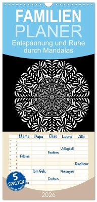 Cover Familienplaner 2026 - Entspannung und Ruhe durch Mandalas mit 5 Spalten (Wandkalender, 21 x 45 cm) CALVENDO