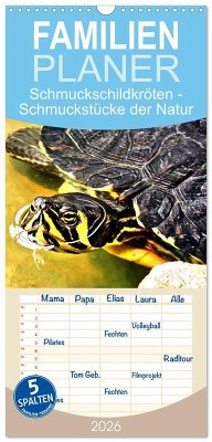 Cover Familienplaner 2026 - Schmuckschildkröten - Schmuckstücke der Natur mit 5 Spalten (Wandkalender, 21 x 45 cm) CALVENDO