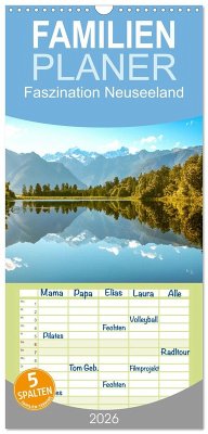 Cover Familienplaner 2026 - Faszination Neuseeland mit 5 Spalten (Wandkalender, 21 x 45 cm) CALVENDO