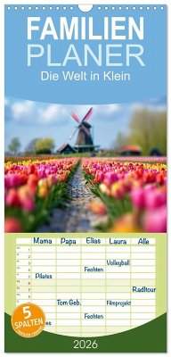 Cover Familienplaner 2026 - Die Welt in Klein mit 5 Spalten (Wandkalender, 21 x 45 cm) CALVENDO