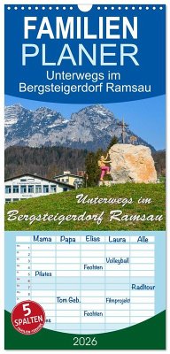 Cover Familienplaner 2026 - Unterwegs im Bergsteigerdorf Ramsau mit 5 Spalten (Wandkalender, 21 x 45 cm) CALVENDO