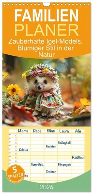Familienplaner 2026 - Zauberhafte Igel-Models. Blumiger Stil in der Natur mit 5 Spalten (Wandkalender, 21 x 45 cm) CALVENDO Cover Familienplaner 2026 - Zauberhafte Igel-Models. Blumiger Stil in der Natur mit 5 Spalten (Wandkalender, 21 x 45 cm) CALVENDO