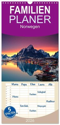 Cover Familienplaner 2026 - Norwegen mit 5 Spalten (Wandkalender, 21 x 45 cm) CALVENDO