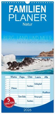 Cover Familienplaner 2026 - Berg, Land und Meer - Eine Reise durch die Landschaften mit 5 Spalten (Wandkalender, 21 x 45 cm) CALVENDO