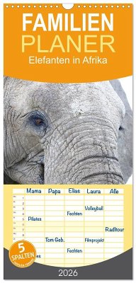 Familienplaner 2026 - Elefanten in Afrika mit 5 Spalten (Wandkalender, 21 x 45 cm) CALVENDO