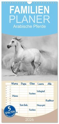 Cover Familienplaner 2026 - Arabische Pferde mit 5 Spalten (Wandkalender, 21 x 45 cm) CALVENDO