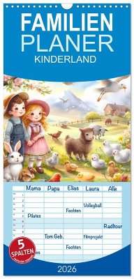 Familienplaner 2026 - KINDERLAND mit 5 Spalten (Wandkalender, 21 x 45 cm) CALVENDO