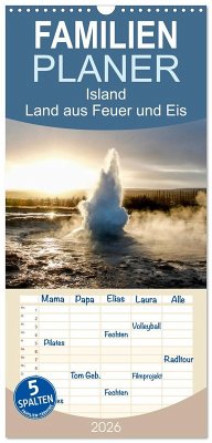 Familienplaner 2026 - Island - Land aus Feuer und Eis mit 5 Spalten (Wandkalender, 21 x 45 cm) CALVENDO