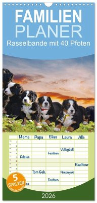 Cover Familienplaner 2026 - Rasselbande mit 40 Pfoten mit 5 Spalten (Wandkalender, 21 x 45 cm) CALVENDO