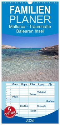 Familienplaner 2026 - Mallorca - Traumhafte Balearen Insel mit 5 Spalten (Wandkalender, 21 x 45 cm) CALVENDO