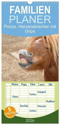 Cover Familienplaner 2026 - Ponys. Herzensbrecher mit Grips mit 5 Spalten (Wandkalender, 21 x 45 cm) CALVENDO