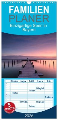 Cover Familienplaner 2026 - Einzigartige Seen in Bayern mit 5 Spalten (Wandkalender, 21 x 45 cm) CALVENDO