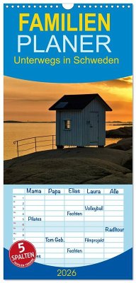 Cover Familienplaner 2026 - Unterwegs in Schweden mit 5 Spalten (Wandkalender, 21 x 45 cm) CALVENDO