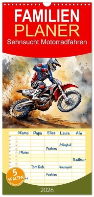 Cover Familienplaner 2026 - Sehnsucht Motorradfahren mit 5 Spalten (Wandkalender, 21 x 45 cm) CALVENDO