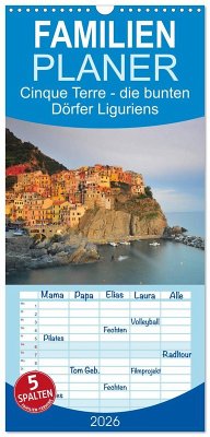 Cover Familienplaner 2026 - Cinque Terre - die bunten Dörfer Liguriens mit 5 Spalten (Wandkalender, 21 x 45 cm) CALVENDO