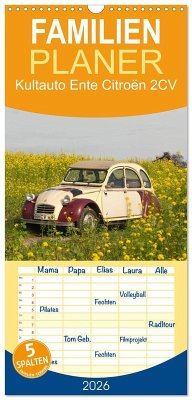 Cover Familienplaner 2026 - Kultauto Ente Citroën 2CV mit 5 Spalten (Wandkalender, 21 x 45 cm) CALVENDO