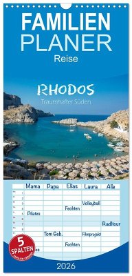 Familienplaner 2026 - Rhodos - Traumhafter Süden mit 5 Spalten (Wandkalender, 21 x 45 cm) CALVENDO