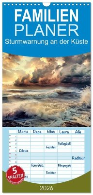 Familienplaner 2026 - Sturmwarnung an der Küste mit 5 Spalten (Wandkalender, 21 x 45 cm) CALVENDO